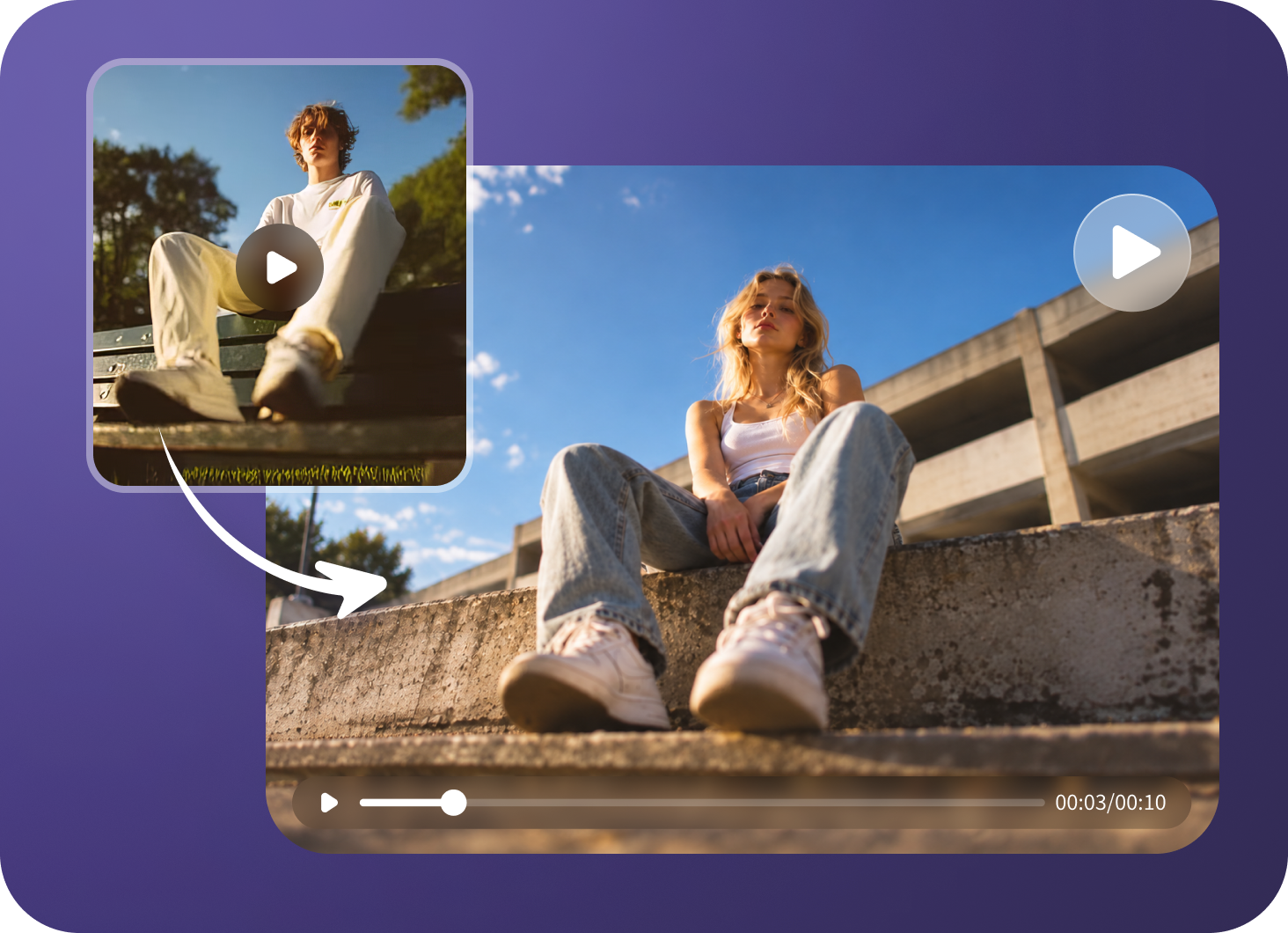 Reference illustration: two outdoor character scenes using a similar low camera angle